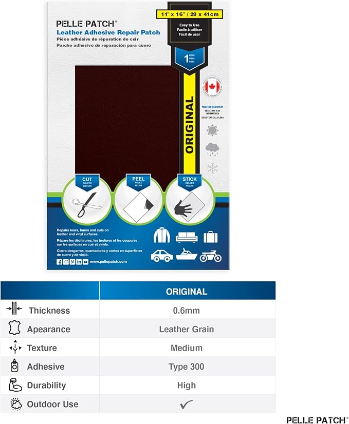 Car Seat Repair Kit Leather - 25 Colors Available - Original 11x16 - Burgundy