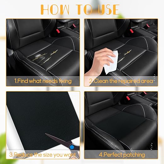 Black Leather Repair Tape, 15.7×47 Inch Self-Adhesive Leather Repair Patch for Couch, 1 Roll Vinyl Leather Repair Kit Leather Patches for Handbags, Car Seat, Office Chairs