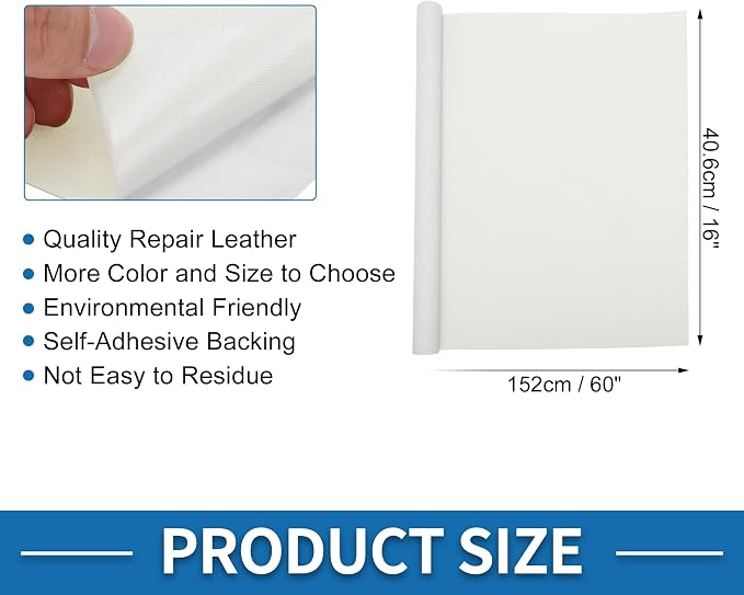 Self Adhesive Leather Repair Patch Strong Stickiness 60"x16" Leather Repair Tape PU Leather White 1 Pcs