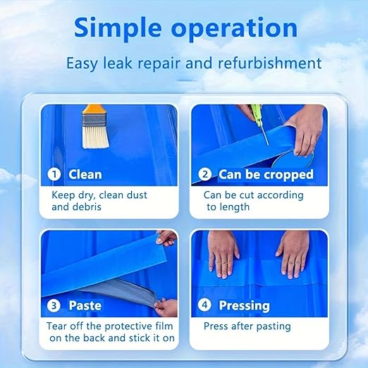 Waterproof Sealant Tape Self Adhesive Rubberized Asphalt Tape for RV Roof Metal Roof Corrugated Roof Leak Repair UV Resistant Heavy Duty Waterproofing Membrane(Bule, 393.7 in X 7.87 in)
