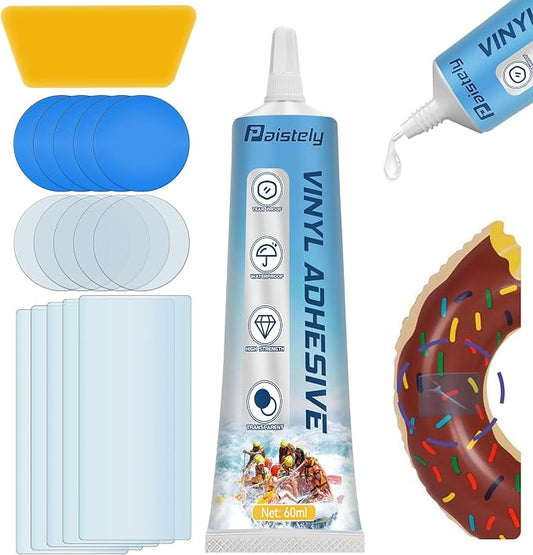 Air Mattress Patch Kit, Vinyl Pool Liner Repair Kit, Inflatable Repair Patch Kit for Air Beds, Hot Tubs, Inflatable Boats, Bounce House, Swim Rings & Toys (60ml)