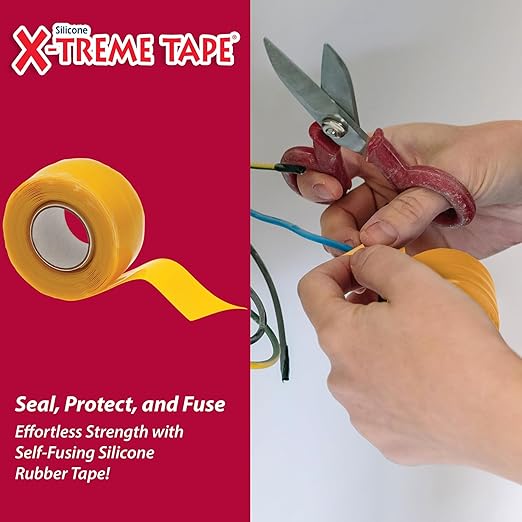 X-Treme Tape MOCAP Heavy Duty Electrical Tape, Self-Fusing Silicone Rubber, Waterproof & Insulating Flexible Tape, Electrical for Hose, Automotive, Outdoor & Repairs - 1" x 10ft Roll - Yellow