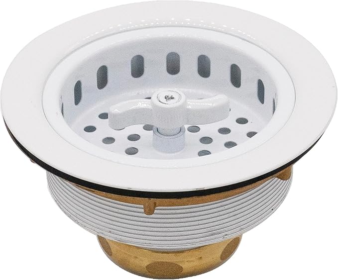 Westbrass D213-50 3-1/2" Wing Nut Twist Style Large Kitchen Sink Basket Strainer, Single, Podwer Coat White