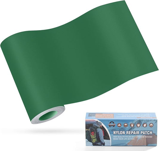 OAZ 3.9 x 63 inch Nylon Repair Patches Nylon Fabric Patch Self-Adhesive Fabric Repair Tape Waterproof Lightweight Outdoor Gear Patch Kit for Down Jacket Clothing Tent Bag (Forest Green)