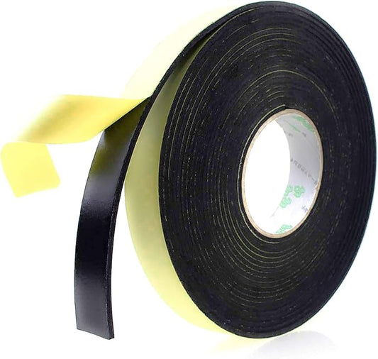 Foam Insulation Tape Adhesive High Density, Seal, Doors, Weatherstrip, Waterproof, Plumbing, HVAC, Windows, Pipes, Cooling, Air Conditioning, Weather Stripping, Craft Tape (33 Ft x 1/8" x 1")