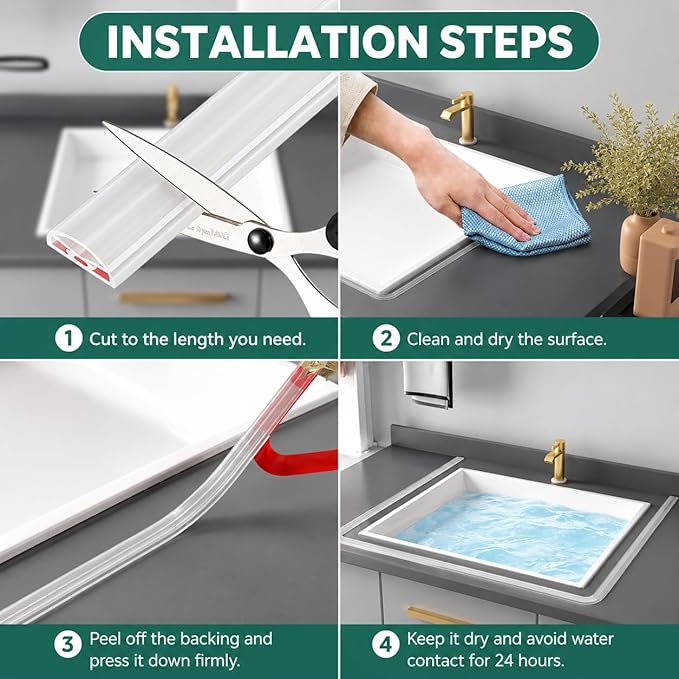 188 Inch Flexible Shower Threshold Water Dam, Self-Adhesive Collapsible Waterproof Seal Strip, Shower Pan Water Stopper Barrier, Shower Base Water Guard for Bathroom Tile, Bathtub and Wet Floor