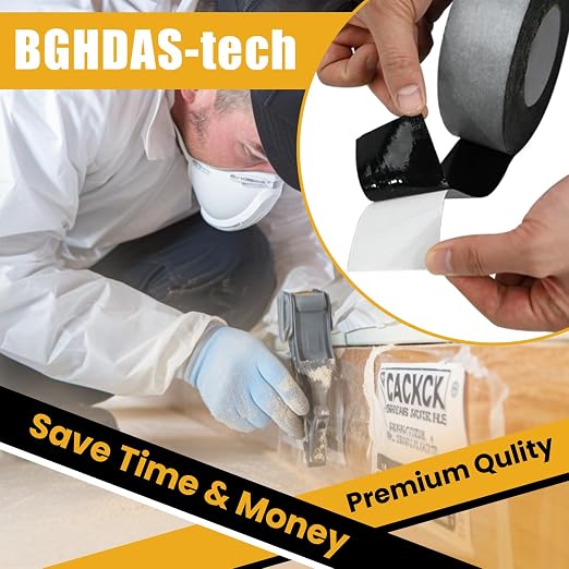 Bghdas - 1 Pack Butyl Sealant Tape 2" X 90' - Double Sided - Black Vapor Barrier Butyl Tape for Wall of Crawl Space, Rv Windows, Deck Boat, Crawlspace (Waterproof, Weatherproof)