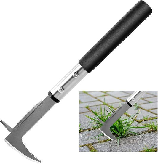 BARAYSTUS Crack Weeder, Stainless Steel Manual Crevice Weeding Tool,13" Weed Grabber Remover, L-Shaped Manual Weeder Puller, Durable Crevice Weeding Tool for Sidewalk Garden Patio Lawn