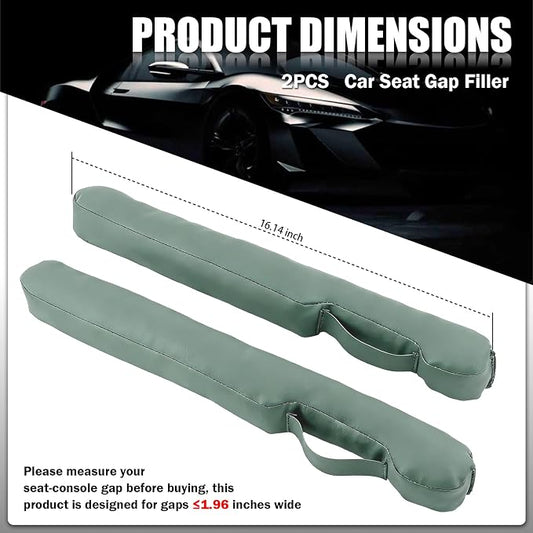 2026 New Car Seat Gap Filler 2 Pack,Leather Seat Gap Filler Strip with Fix Strap to Avoid Items from Falling,Universal Car Seats Gaps Plug Cars Interior Accessories (Grayish Green)