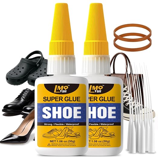 Shoe Glue Sole Repair, Heavy Duty Super Glue for Shoes Boot Sneakers Heels Waterproof, All Purpose Instant Cyanoacrylate Adhesive for Leather Rubber Bottom Soles Handbags, Flexible and Quick Dry