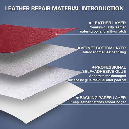 Self Adhesive Leather Repair Patch Kit, 31.4 in x 16 in Large Vinyl Leather Repair Tape for Furniture, Car Seat, Couch, Sofa, Chair Retro Red