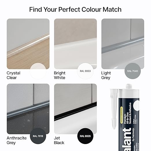 Bright White Kitchen & Bathroom Sealant & Adhesive Hybrid Polymer | Superior to Silicone Caulk Sealant | Waterproof, Odorless, Paintable | Ideal for Around Bathtub, Shower, Kitchen - 300ml 1 Pack
