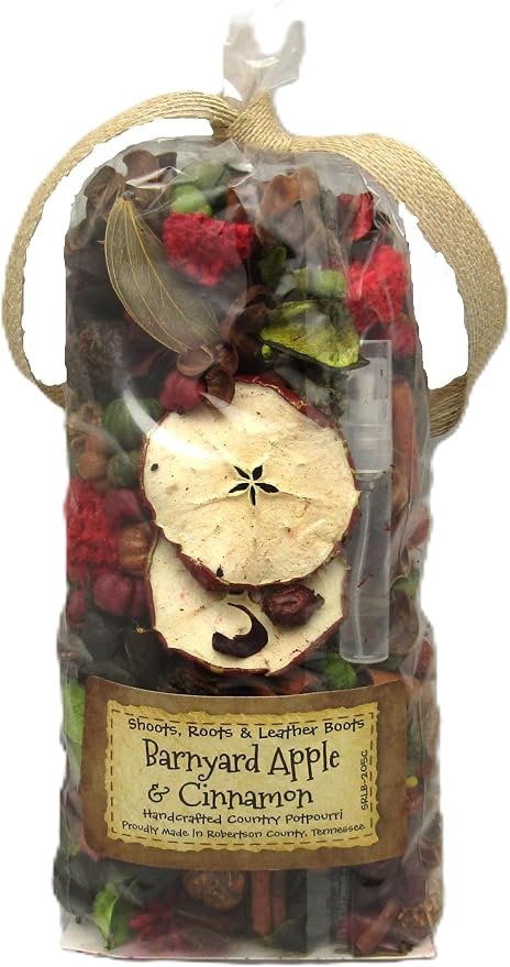 Shoots, Roots & Leather Boots Barnyard Apple Cinnamon Botanical Handcrafted Potpourri – 5 Cup Bag with 5ml Starter Refresher Oil – Rustic Bowl Filler Fragrance
