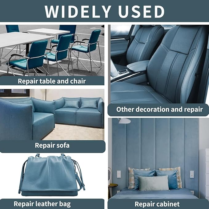 Leather Repair Patch, 17X79 Inch Self Adhesive Leather Repair, Large Vinyl Patch Tape for Couches, Furniture, Car Seats, Cabinets, Wall, Handbags （Blue, 17X79 Inch）