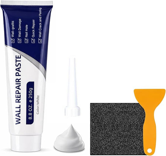 Efficient Drywall Repair Kit with Scraper,Wall Repair Paste Tube,Quick-Drying Wall Mending Agent, Wall Repair Paste,Multi-Functional Patch Paste for Wall Crack/Nail Hole/Graffiti,Wall Surface(1pack)