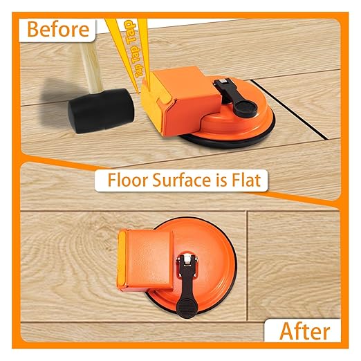 Floor Gap Fixer Tool, Heavy Duty Floor Gap Fixer Tool for Vinyl Plank Wood & Tile Flooring, Laminate Floors Gaps Repair Tools with Rubber Pad, Adjustable Height (Orange)