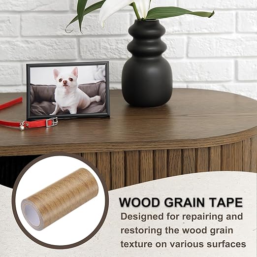 PATIKIL Wood Grain Tape 4.7" x 15 Ft, Self-Adhesive Wood Texture Repair Tape Realistic Wood Effect Contact Paper Patch for Furniture Cabinets Floor Walls Home Decoration, Brown Oak