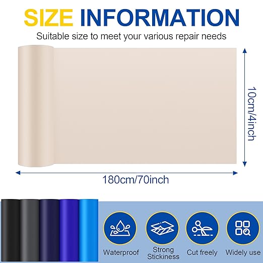 Fabric Repair Tape, Self Adhesive Nylon Repair Patch, Waterproof Outdoor Nylon Tape/Patch Kit for Down Jacket Clothing Tent Awnings Boat Cover Couches Ivory White 4x70 inch