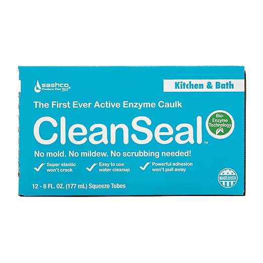 Clean Seal Active Enzyme Caulk, Kitchen & Bath, White, 6oz. (Pack 12)