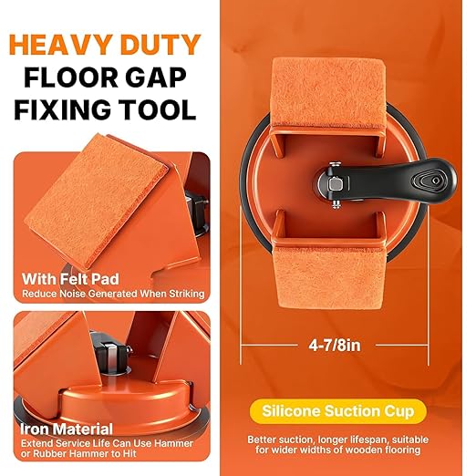 Floor Gap Fixer Tool Kit with Rubber Mallet & 10 Reusable Sticky Pads& Knee Pad,Suction Cup Laminate/Vinyl Flooring Tool for Fix Gaps,Heavy Duty Floor Gap Repair Kit for Vinyl Plank Hardwood Floor