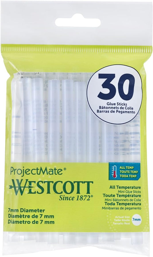 Westcott 16837 Premium All-Temperature Mini Glue Sticks for Hot Glue Gun, 30 Pack