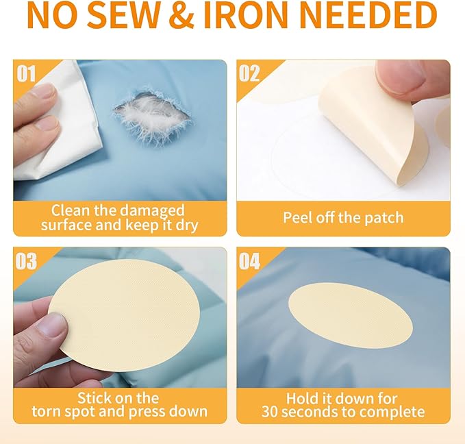 Waterproof Self-Adhesive Fabric Repair Tape - Tent Repair Kit,4pcs Nylon Fabric Patches for Jacket, Clothes, Puffer Down Jacket,Sleeping Bag, Outdoor Gear Tenacious Repairs Tape, Beige