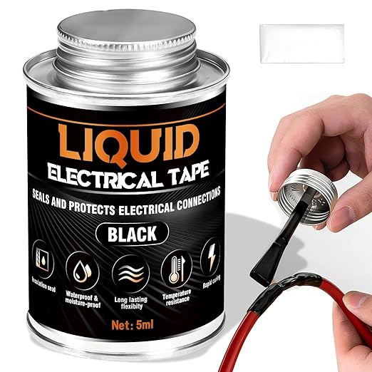 Liquid Electrical Tape, Quick Drying Insulating Electrical Glue, Black Waterproof Wire Glue, High Temperature Resistant; Bonding Adhesive for Wire Equipment, Automotive, Marine, and Home Use, 125ml