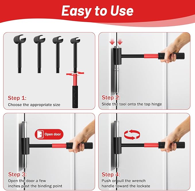 4 in 1 Door Hinge Adjustment Tool Upgraded,Hinge Gap Adjusting Wrench,Door Repair Kit for Residential and Commercial,Hinge Wrench Bender Set with Rubber Grip,Cabinet Alignment Fits 14mm-25mm Hinges