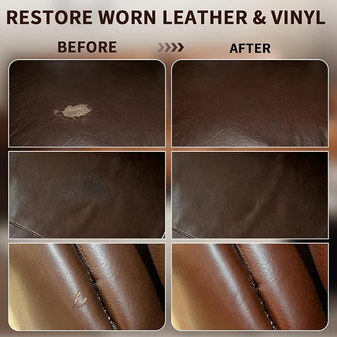 Leather & Vinyl Repair Kit, DIY Color Repair for Cracks,Scratches, Brown | Blendable Colors; Flexible Formula; Strong Adhesion; Smooth Finish; Fast Drying; Long-Lasting Repair