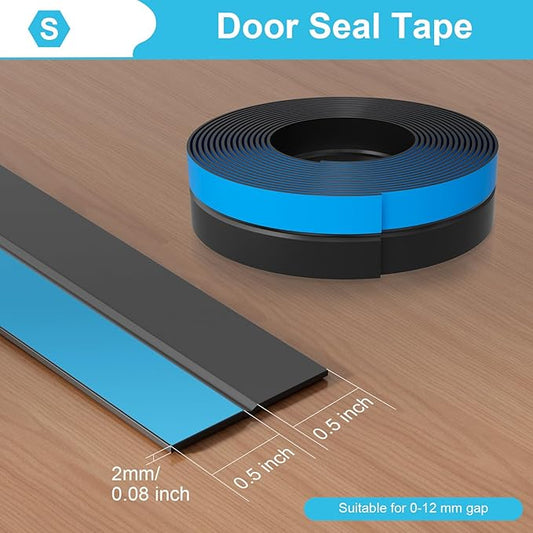 Thickened Weather Stripping Door Seal, Gap Seal for Frame and Gaps Draft Stopper,Glass Shower Door Sweep, Black, 20 Feet x 1 Inch