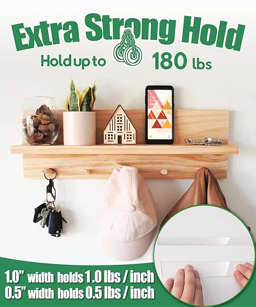 Double Sided Tape Heavy Duty, 240" L x 1"/0.5" W, Removable Waterproof Clear Nano Mounting Tape for Picture Hanging, Wall Decor, Rugs & Posters, Indoor Outdoor