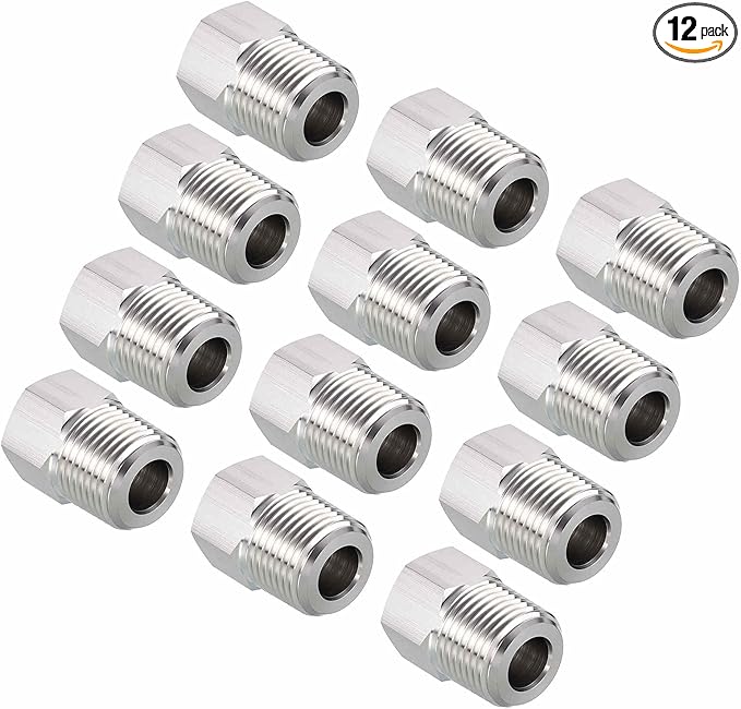Pack of 12, 3/8" Male NPT NPT1/4" FeMale NPT Solid 304 Stainless Steel Hex Bushing, Hose Fittings Adapter Reducer for Bathroom Remodel, Tool Extensions