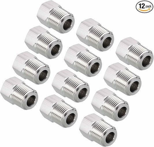 Pack of 12, 3/8" Male NPT NPT1/4" FeMale NPT Solid 304 Stainless Steel Hex Bushing, Hose Fittings Adapter Reducer for Bathroom Remodel, Tool Extensions