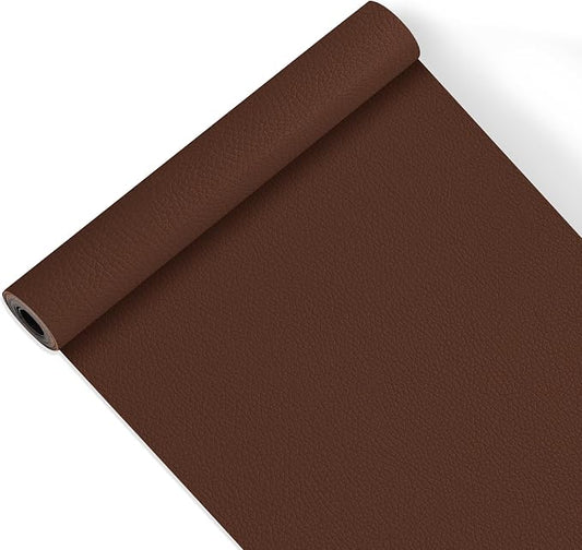 Leather Repair Patch Tape,16x63 inch Self Adhesive Leather Patches for Furniture,Vinyl Leather Repair Kit for Couches,Car Seats,Sofas,Office Chairs, Dark Brown