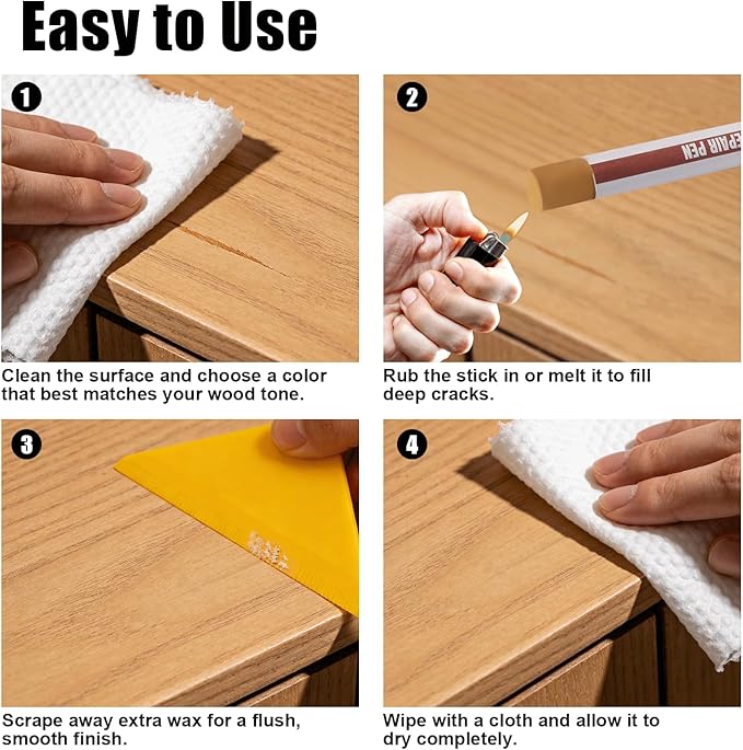 Wood Filler Sticks, 20 Colors Wood Repair Wax Crayons with Scraper, Wood Touch Up Markers for Repairing Scratches, Cracks, Holes in Cabinets, Floors, Tables and Doors[Color Series]