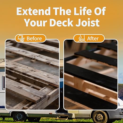Deck Tape Joist 2 inch, Butyl Joist Tape for Decking 2''×50', Weather-Resistant and Waterproof Sealing Tape for Wood Decks Beams Roof, 4 Rolls(200FT Total)