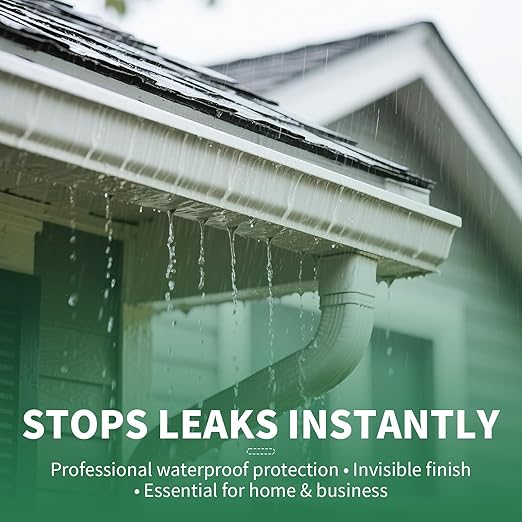 Invisible Waterproof Sealant (34 fl oz), Clear Leak Repair Paint with Brush, Easy DIY Anti-Leakage Agent for Window Sills, Bathrooms, Roofs & Exterior Walls