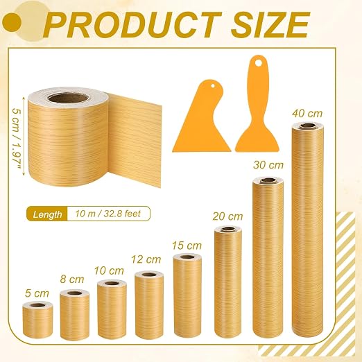 PATIKIL Wood Grain Repair Tape, 2" x 33' Self Adhesive Realistic Wood Tape with Scraper Durable Repair Patch for Furniture Floor Window Door Table DIY Home Decor, Beautiful Oak