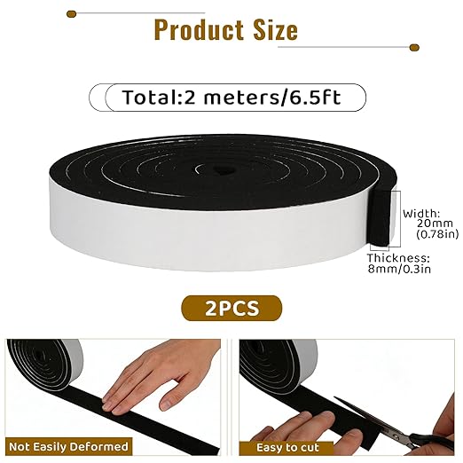 High Density Foam Tape - 3/4'' x 5/16'' x 13Ft Weatherproof Adhesive Prevent Condensation Heat Resistant Flame Retardant Weather Stripping Easy to Cut & Install & Remove for Car Doors Pipes Windows