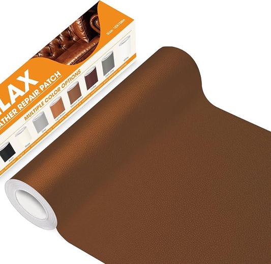 WALLAX Leather Repair Patch, 4 x 79 Inches Self Adhesive Leather Repair Tape for Furniture, Couch, Sofa, Car Seats, Office Chair, Car Interior, Upholstery, Vinyl Repair Kit (Medium Brown)