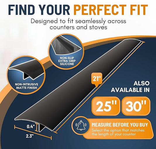 Linda’s Essentials Silicone Stove Gap Covers (2 Pack), Heat Resistant Oven Gap Filler Seals Gaps Between Stovetop and Counter, Easy to Clean Stove Gap Guard (21 Inches, Black)
