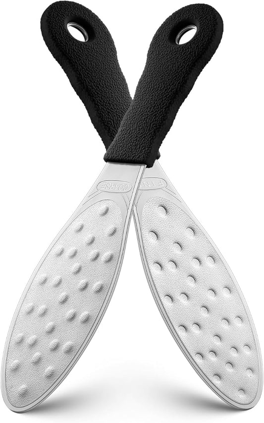 BEZOX Slim Portable Metal Foot File(1 PCS) – Double-Sided Callus Remover for Feet, Travel Foot Scrubber & Foot Exfoliate Tool with Non-Slip Handle, Pedicure Tools for Feet - Black