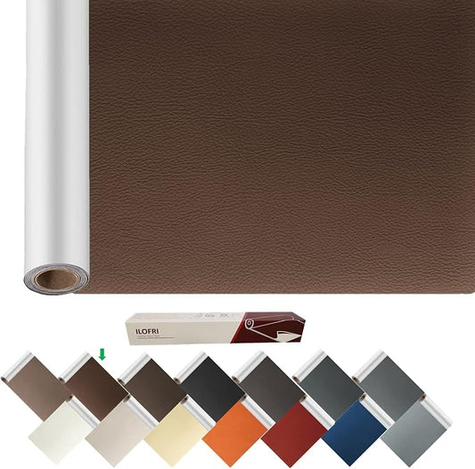 ILOFRI Leather Repair Tape, 1760 Inch Self-Adhesive Leather Repair Patch, Dark Brown #1 Vinyl Repair Kit for Couch, Furniture, Car Seats, Sofas, Chairs, Jackets, Quick Fix for Tears, Burns, Scratches