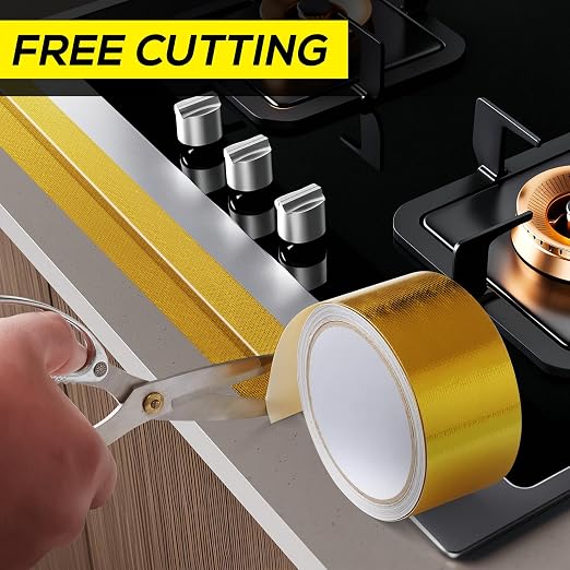 Aluminum Foil Tape, 2in x 33FT Fiberglass Heat Shield Tape, Golden Self-Adhesive Heat ReflectiveTape, Exhaust Heat Resistant Tape, for Hose and Auto Use