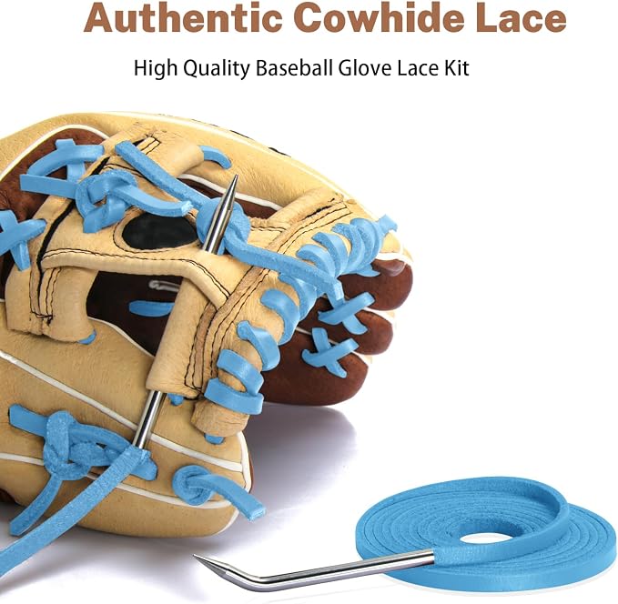 Softball Baseball Glove Lace, Mitt Lace Repair Kit Includes 2 Leather Laces and Lacing Needle for Catcher's Glove