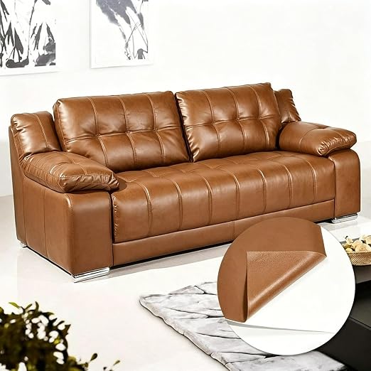 SYRKRC Leather Self Adhesive Leather Repair Set, Leather Repair Patch, Faux Leather Patches, Leather Repair and Renovation for Sofa, Car Seats, Leather headboard, Handbags (Brown, 17 x 79 Inch)