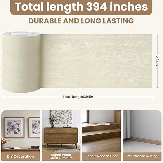 Wood Grain Repair Tape, 2.4 inch X 32ft Self Adhesive Wood Colored Tape for Tables, Chairs, Baseboards, Doors, Windows, Floors, Handicraft DIY.