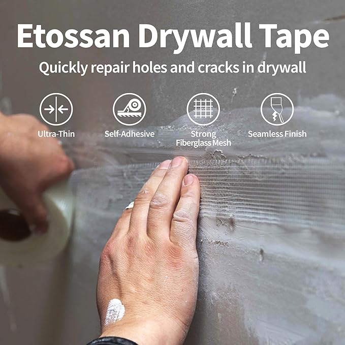 Drywall Joint Tape 2 Inch x 150FT Self-Adhesive Fiberglass Mesh Tape for Wall Crack Repair & Drywall Finishing