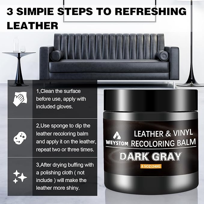 Leather Recoloring Balm, Color Restorer Conditioner, Leather Dye for Furniture, Couch Paint and Repair, Scratch Remover, Leather Color for Couches, Leather Repair Kits