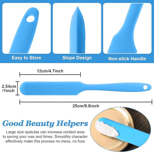 Patelai Non Stick Wax Spatulas Silicone Waxing Sticks Waxing Applicator Hair Removal Large Reusable Scraper Large Area Hard Wax Sticks for Home Salon Body Use Mixing Resin(Blue)